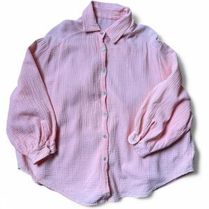 Made in Italy Light Pink Gauze Button-Up Shirt 100% Cotton